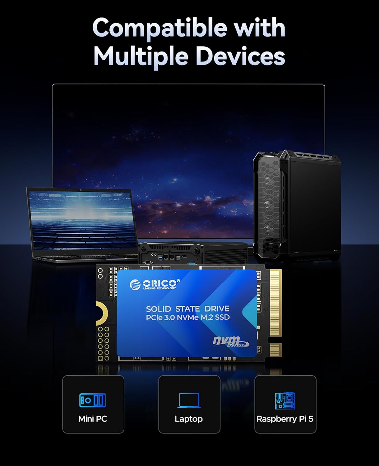 ORICO M.2 2242 NVMe SSD 512GB, PCIe 3.0 with 3200MB/s Read Speed, 3D NAND, Copper Heat Sink for Laptops, Mini PCs, IoT Devices, and DIY External Drives - J10-2242