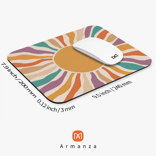 Square Mouse Pad Retro Sun,Personalized Premium-Textured Custom Mouse Mat Design,Washable Mousepad Cloth,Non-Slip Rubber Base Computer Mouse Pads for Wireless Mouse