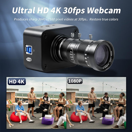 MOKOSE USB Camera 4K, USB3.0 Manual Focus Webcam with C-Mount 10-55mm Telephoto Zoom Lens, IMX678 1/1.8" 8MP Sensor Support YUY2,Web Camera for Desktop Computer Laptop