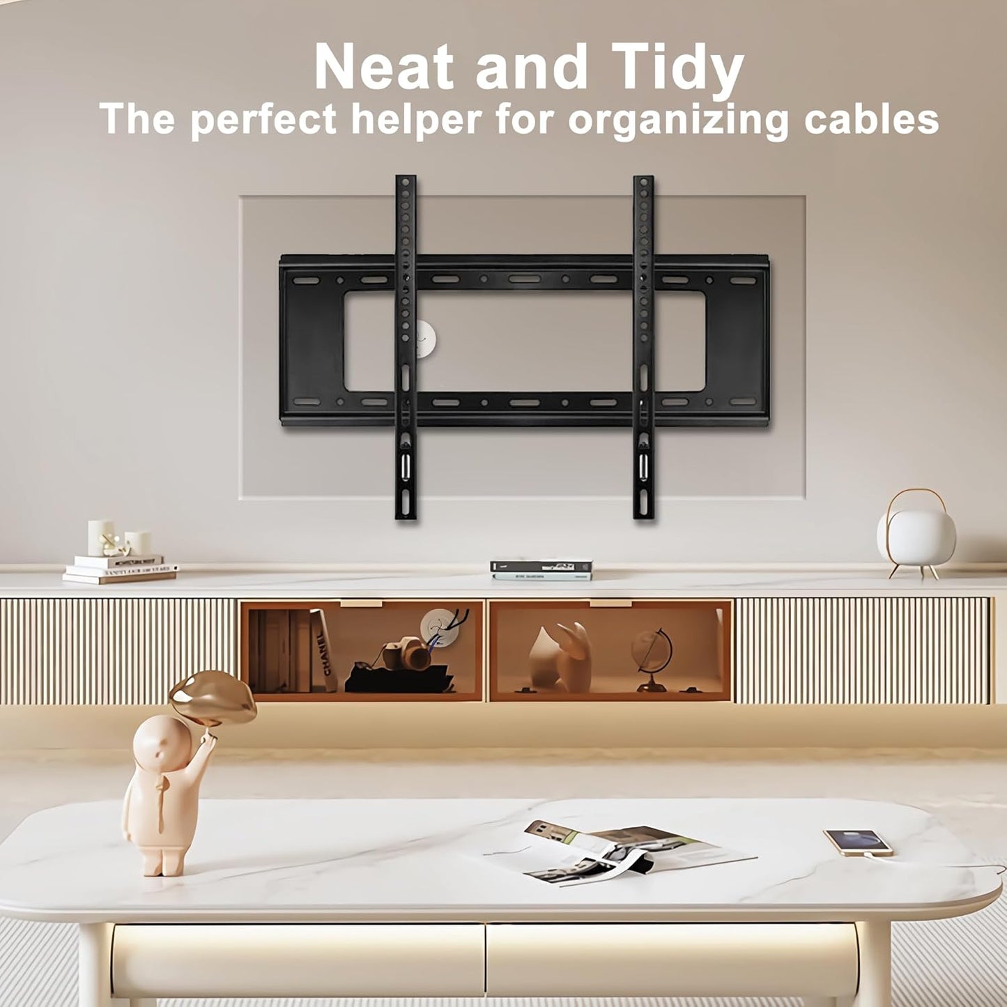 Cord Hider for Wall Mount TV, in Wall Cable Management Kit for Large Capacity, Wall Cable Hider Behind The Wall, Cable Raceway White Includes Hole Saw Dril Attachment - 2 Pass Locking Brackets