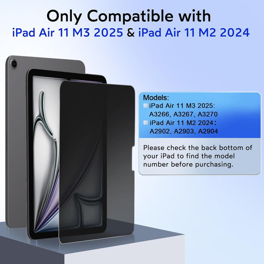 MOBDIK 1 Pack Privacy Screen Protector Compatible with iPad Air 11 inch M3 2025/ M2 2024, Anti Spy, 9H Tempered Glass, EZ Kit