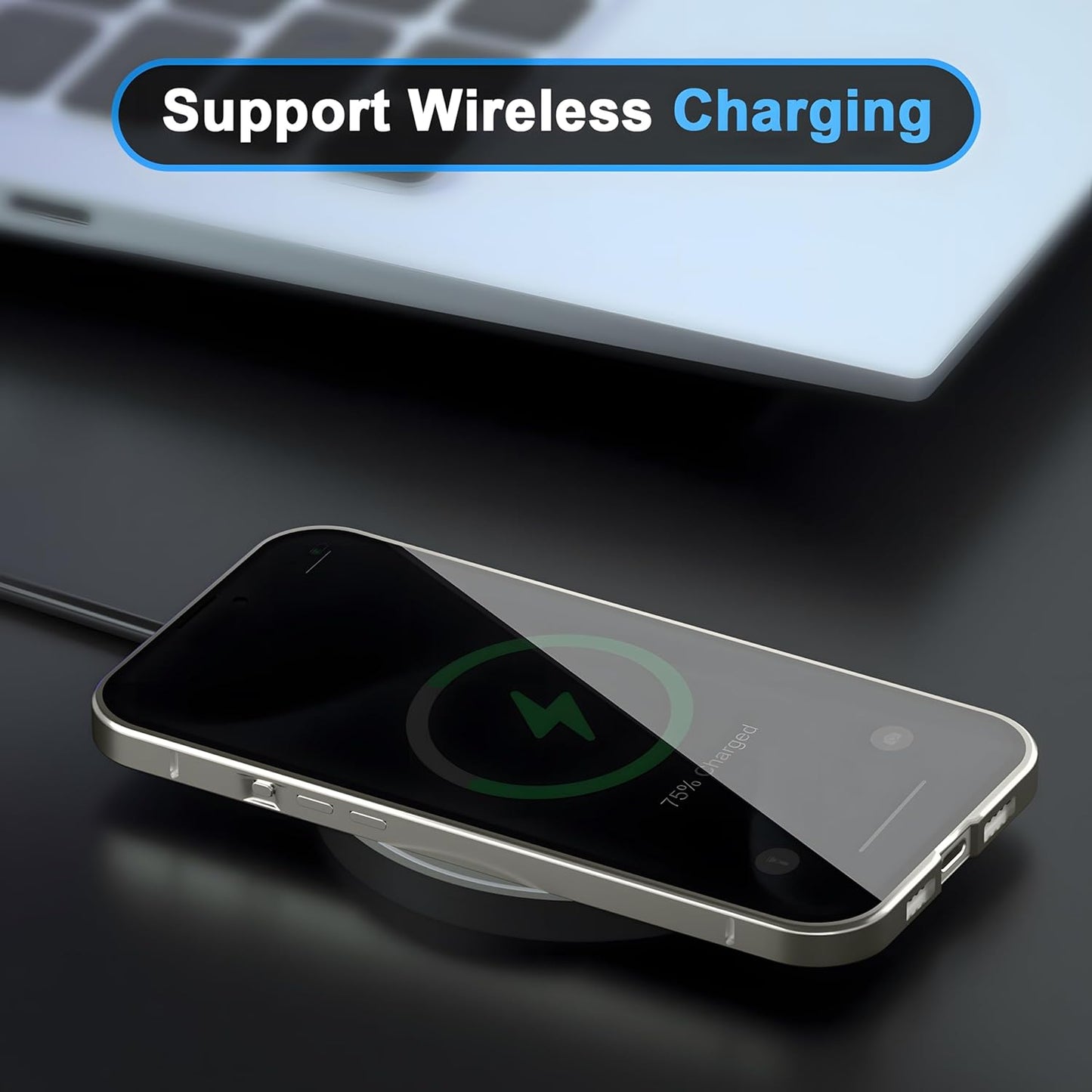 Privacy Magnetic Case for iPhone 16 Pro with Metal Titanium Frame Privacy Screen Protector & Camera Lens Protector, Magnetic Adsorption Double Sided Glass Case Anti Peep Anti Spy Phone Cover