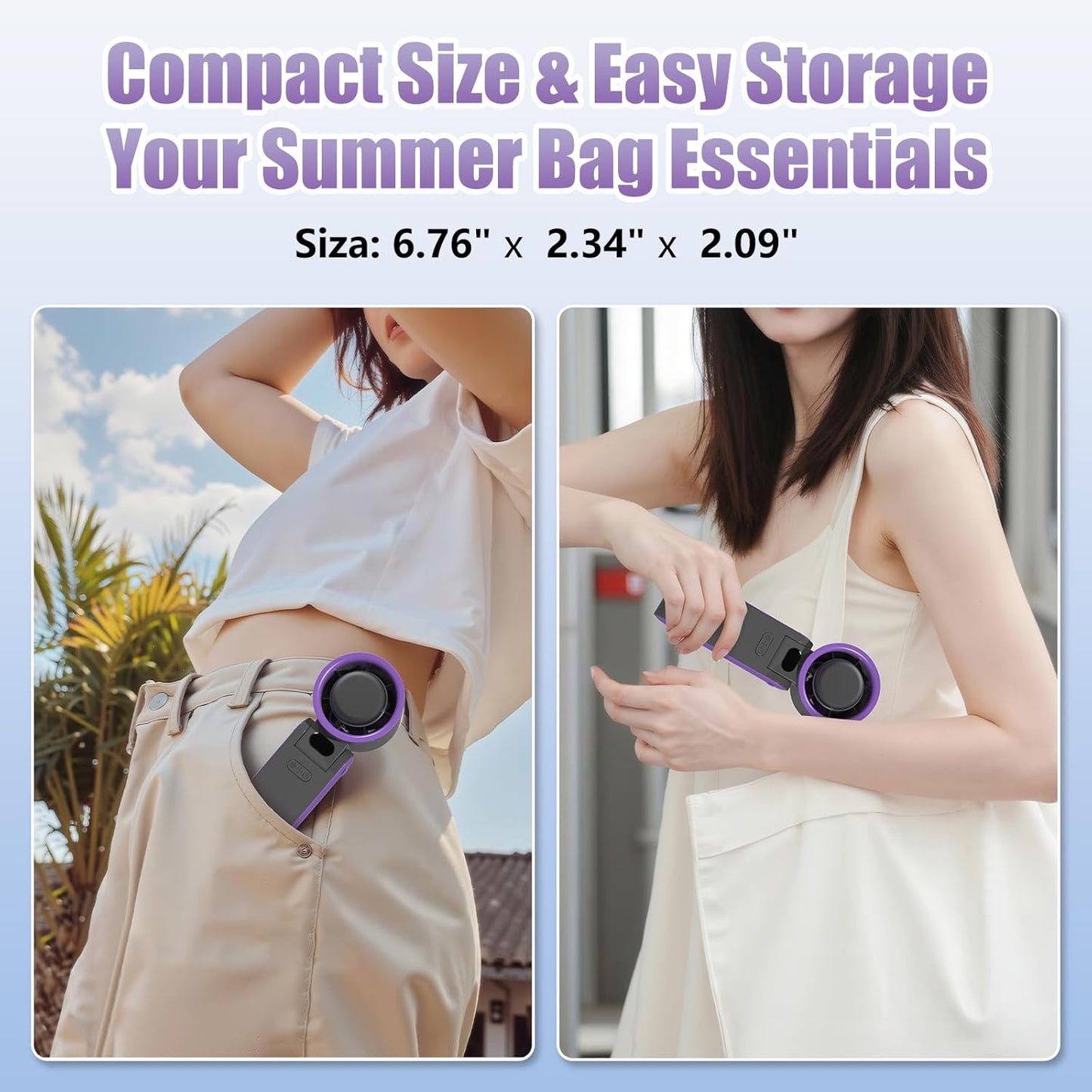 Portable Handheld Fan Rechargeable 100 Speeds Turbo Ice Cooling Fan Personal Mini Fan Small Foldable 3-IN-1 Neck/Desk/Hand Fan, Travel Essentials Gifts for Women Men/Grey