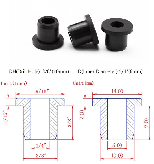 20 pcs 3/8" Drill Hole,1/4" ID Black Silicone Top hat Rubber Grommets for Wiring,Automotive,Firewall,Hole Plug,Desk,Screw,Water and Gas Pipe,Drain,House Siding,Cable Bushing,Glass,Wire Plug
