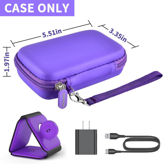 Travel Case for UCOMX for Nano/for Iseyyox/for LISEN/for RTOPS 3 in 1 Wireless Charger, Foldable Magnetic Charging Station Storage Holder Bag for Fast Charge Pad Cable and Adapter, Purple-Box Only
