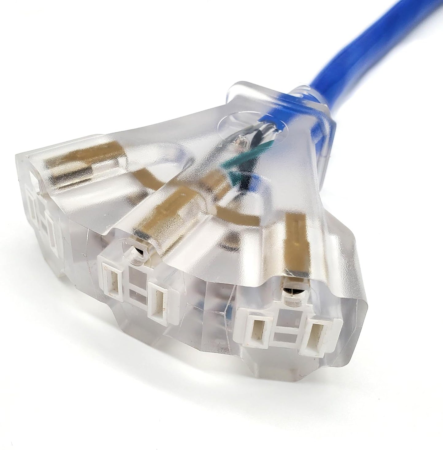 50 ft - 12 Gauge Heavy Duty Extension Cord - Lighted on Both Ends - SJTW Blue - Outdoor Extension_Cord Waterproof 50 ft by Premier Wire - 15 Amp ExtensionCord (50 Foot 12-Awg Power Cord Blue)