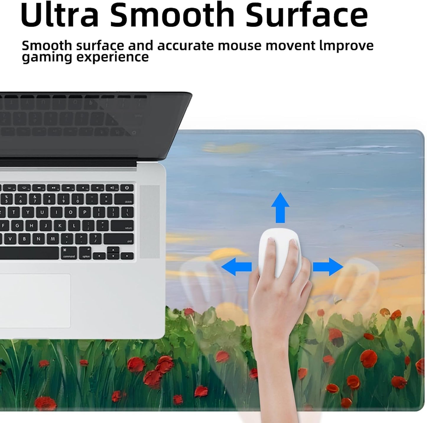 Galdas Gaming Mouse Pad XXL XL Large Long Extended Big Mousepad Non-Slip Rubber Keyboard Mouse Pad with Stitched Edges for Laptop Home Office (31.5x11.8x0.08 Inch) … (Cure Red Flower)