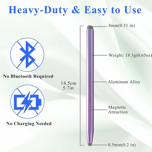 Stylus Pen for Touchscreen with Magnetic, Kenkor 2PCS Tablet Pencil for Apple iPad/iPad Air/Mini/Pro/iPhone/Android/Huawei/Cellphone/Samsung/Galaxy All Universal Touch Screen Devices (Purple/Pink)