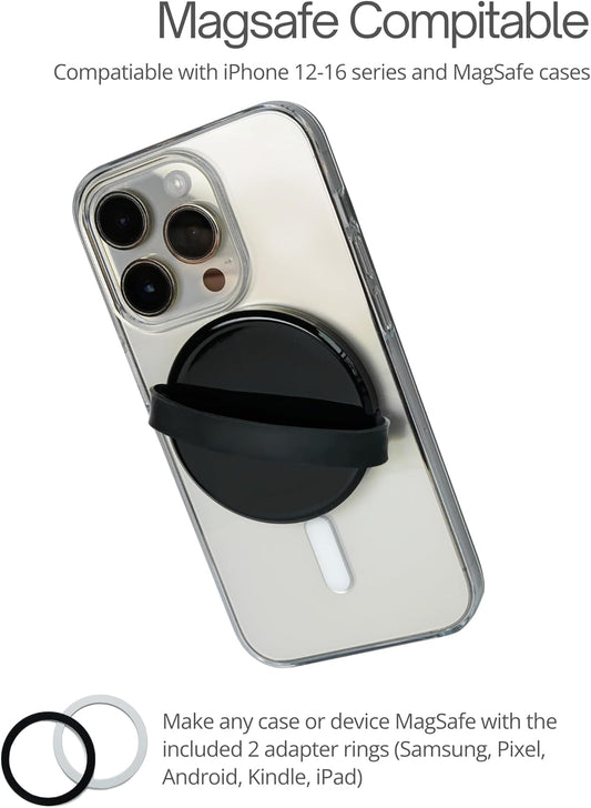 Heesch Magnetic Phone Grip for Back of Phone Ring Holder for Phone Case with Loop Finger Strap for iPhone 16 Pro Max Grip Magsafe Accessories, Black Loopy Phone Case