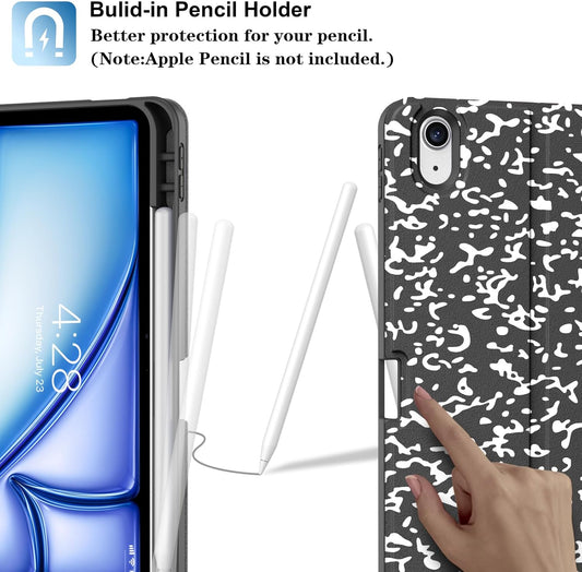 Supveco Keyboard Case for iPad Air 11 Inch (M3 2025,M2 2024),iPad Air 5th/4th Generation with Pencil Holder-7 Colors Backlit Wireless Detachable Folio Keyboard Cover with Soft TPU Back-Black