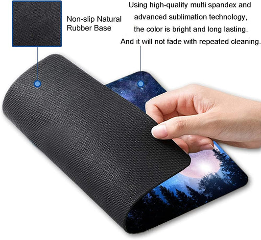 Mouse Pad, Forest Moon Mouse Pad, Washable Square Cloth Mousepad for Gaming Office Laptop, Non-Slip Rubber Cute Computer Mouse Pads for Wireless Mouse, Cute Mouse Pads for Desk
