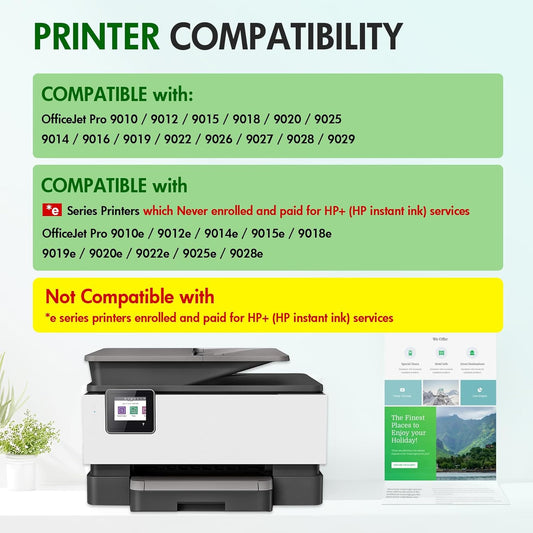 962 962XL Ink Cartridges Combo Pack:Replacement for HP Ink 962XL Black and 962 Color for HP OfficeJet Pro 9010 Series 9015 9018 9025 9020 9012 9014 9016 9019 9022 9026 9027 9028 9029 Printer