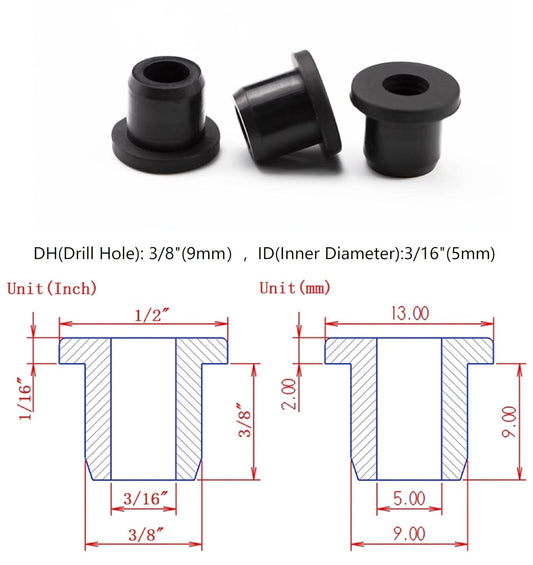 25 pcs 3/8" Drill Hole,3/16" ID Black Silicone Top hat Rubber Grommets for Wiring,Automotive,Firewall,Hole Plug,Desk,Screw,Water and Gas Pipe,Drain,House Siding,Cable Bushing,Glass,Wire Plug