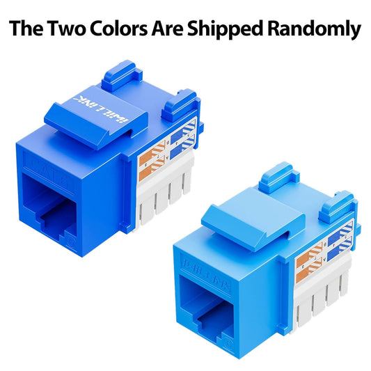 Iwillink 10Gbps Cat6 Keystone Jack 10-Pack, RJ45 90-Degree Ethernet Coupler, Punch Down Adapter (Blue)