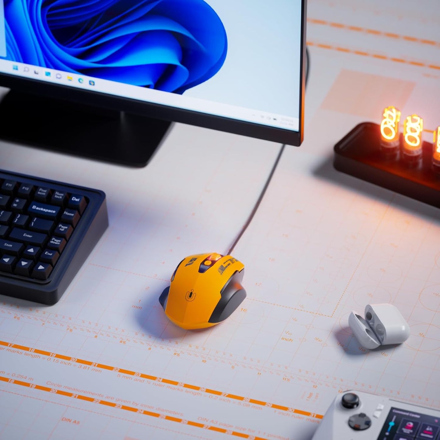 Wired Mouse, USB Mouse Wired with 6 Buttons Ergonomic Design,1.5M USB Cable Computer Mice 7200DPI Mice for PC Laptop, Yellow