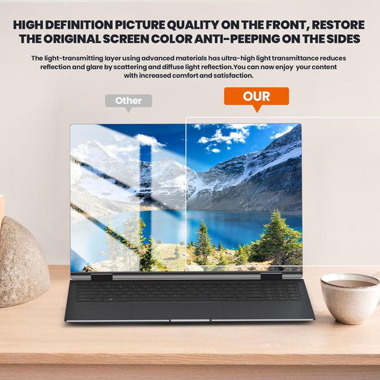 HD Laptop Privacy Screen 15.6 inch, Upgraded Laptop Privacy Screen for 16:9 Widescreen Removable Anti Glare Cover and Blue Light UV-Blocking Filter