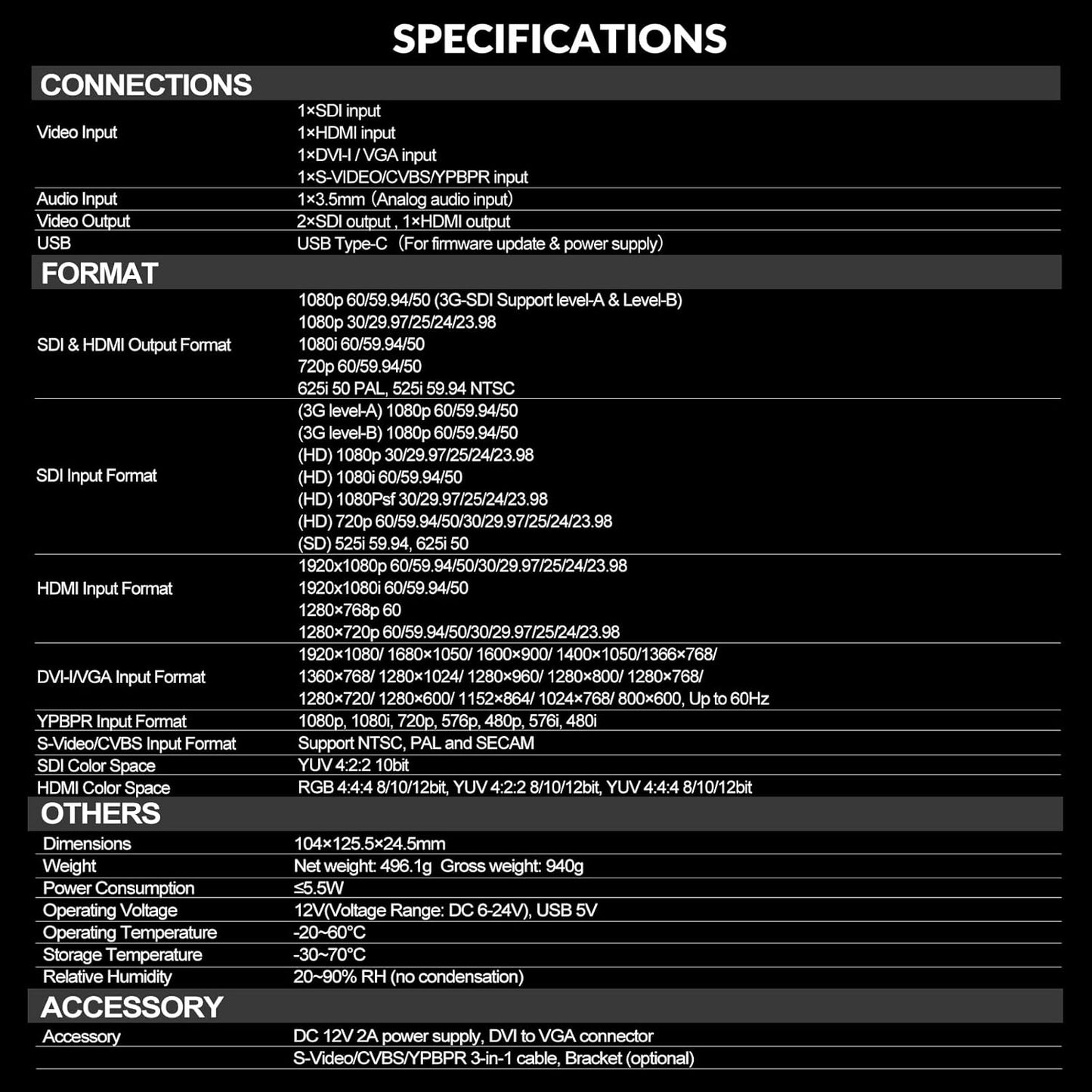 AVMATRIX SC7030 Multi-Signal Converter SDl/HDMl/DVI-I/VGA/CVBS/S-Video/YPbPr to HDMI/SDI,UP/Down Scaling and Frame Rate 1080P Video Converter, SDI Splitter,Audio Embedding & Aspect Ratio Adjustment