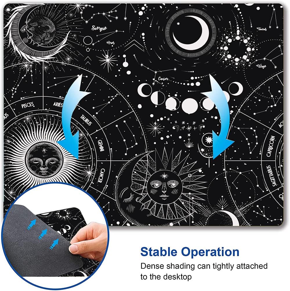 Moon Sun Mouse Pad - Custom Design, Waterproof, Non-Slip Rubber Base, Office Laptop, 9.5"x7.9"x0.12" Inch