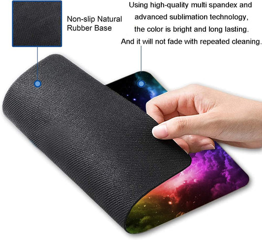 Mouse Pad, Gaming Mouse Pad, Galaxy Mouse Pad, Aurora Light Pattern Green and Purple Design Mouse Pads, Square Waterproof Mouse Pad Non-Slip Rubber Base MousePads for Office Home Laptop Travel