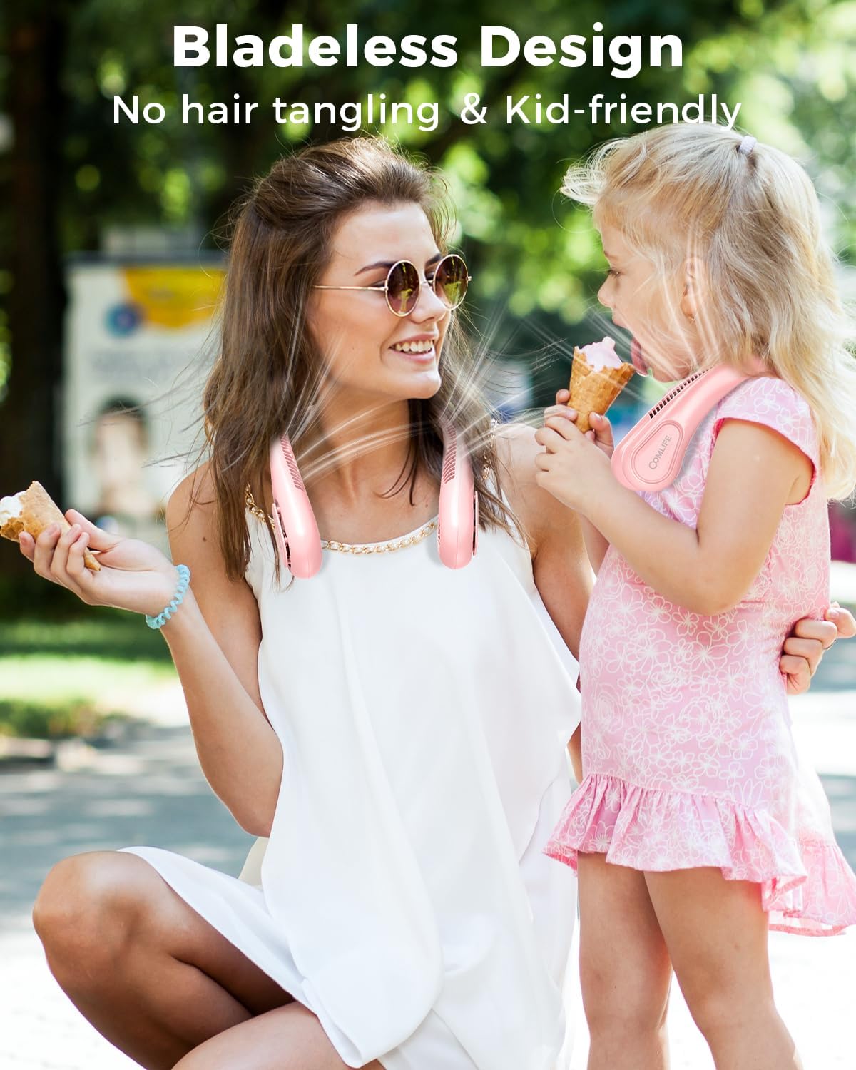 Portable Bladeless Neck Fan, 5000mAh Rechargeable Battery, 3 Speeds, Workout Essential, 360°Airflow, Twistable, Personal Wearable Neck Fan for Sports Outdoor Indoor, Gifts for Man Woman Family