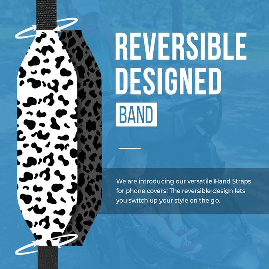 Phone Grip Strap - Pack of 2 Reversible Finger Holder for Phone Back, Customizable Anti-Slip Design, Wireless Charging Compatible Detachable Holder for iPhone - Leopard Night