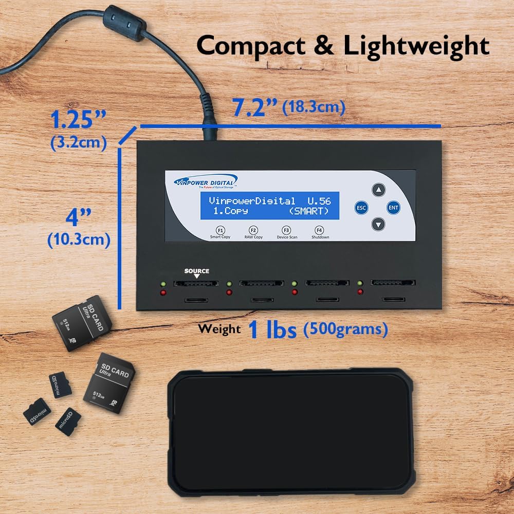Vinpower SDMiniDup 1 to 3 Standalone SD/MicroSD Card Flash Memory Drive Duplicator Copier
