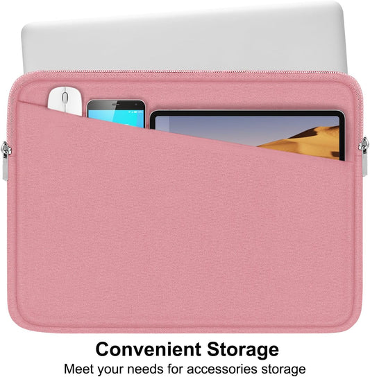 15.6 inch Laptop Case, Slim Computer Carrying Bag Protective Cover Briefcase with Front Pocket, Durable Laptop Sleeve for 15-16 Inch HP, Dell, Lenovo, Asus- Red Pink