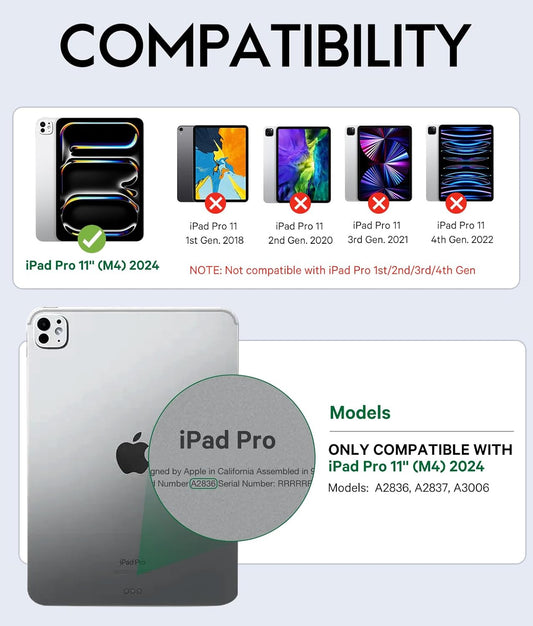 GreenLaw for iPad Pro 11 inch Case with Keyboard(M4) 2024, Detachable Wireless Keyboard Case, Stain-Resistant Surface, 7-Color Backlit, Multi-Touch Trackpad, 2 Device Connection, Black