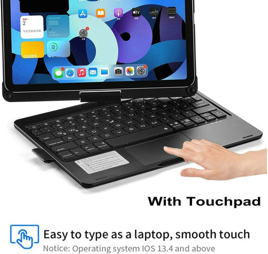 Touchpad Keyboard Case for iPad (A16) 11th Gen 2025/iPad 10th Generation 2022, Backlit Trackpad Keyboard Folio Smart 360° Rotatable Stand Cover with Pencil Holder, Black