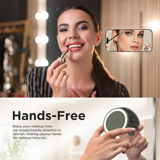 Magnetic Suction Cup Phone Mount for MagSafe Case, Silicone Hands-Free Phone Grip Holder for iPhone and Android, Mirror Shower Phone Stand for Makeup FaceTime Gym Kitchen Bathroom, Olive Green