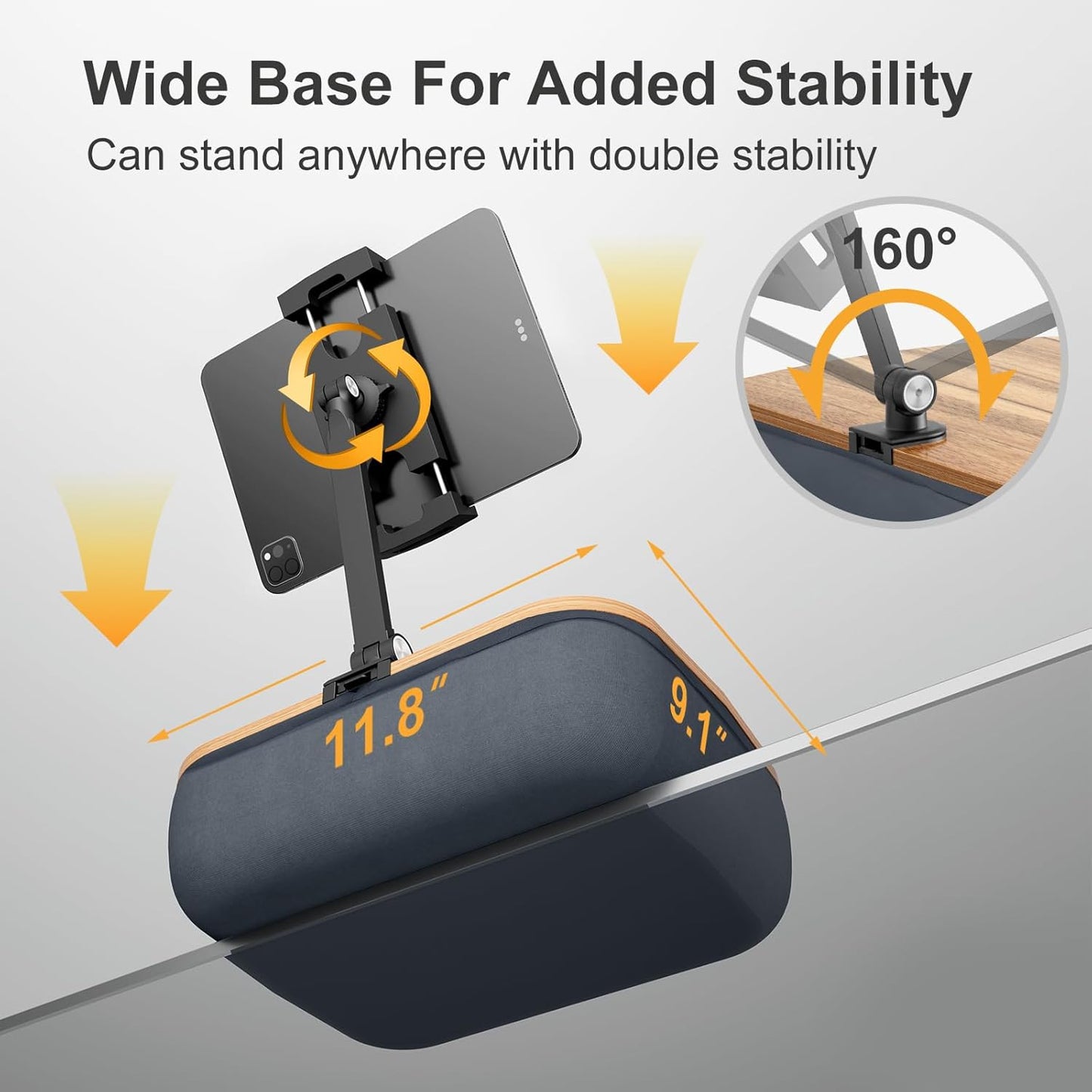 Lap Beanbag Cozy Kindle Pillow Stand for Bed with Adjustable Arm, 360° Tablet Holder, Fits 4.7"-13" Kindle, iPad, Phone, Lap Desk for Hands Free Reading in Bed, Couch, Sofa,Gray