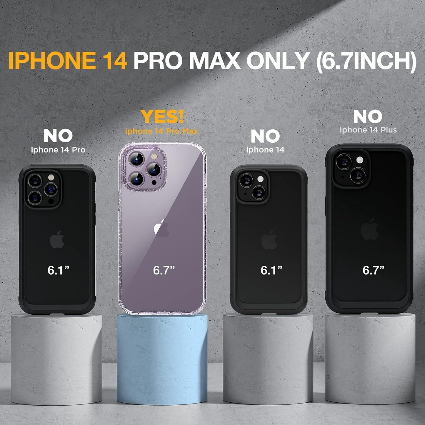 Miracase Glass Series Designed for iPhone 14 Pro Max Case 6.7 Inch, Upgrade Full-Body Bumper Case with Built-in 9H Tempered Glass Screen Protector, with Camera Lens Protector, Glitter Clear