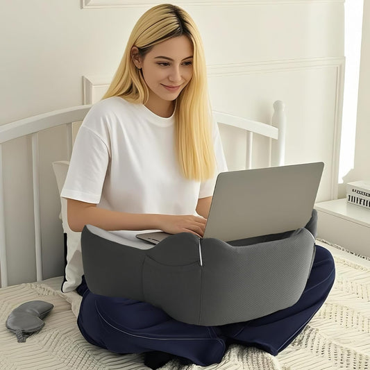 XWZO Lap Desk for Laptop with Cushion, Arm Rest Gaming and Reading Pillow,Laptop Desk Pillow with Anti Slip and Storage Functions with Eye Mask Included for Bed Couch Sofa Home Office