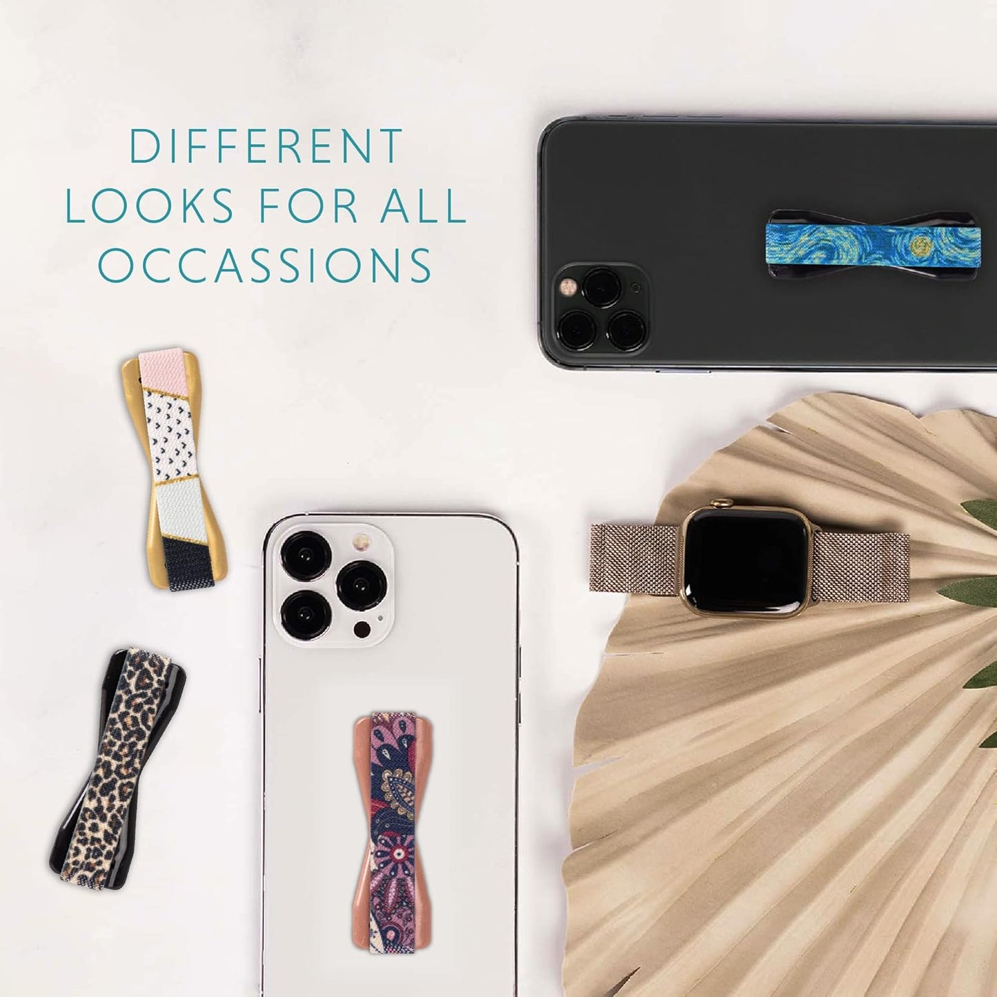 LOVEHANDLE Universal Phone Grip for Smartphones & Mini Tablets - Phone Holder for Hand - Wireless Charging Compatible - Made in The USA - Rose Paislies