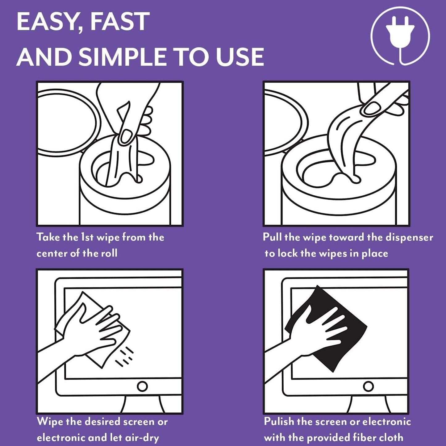 Screen Cleaner Wipes: Electronic Wipes for Screens - Computer Screen Wipes for Lens, Phone, TV Screen and Monitor Cleaning - Tech Wipes & Microfiber Cloth (Canister, 600 Count)