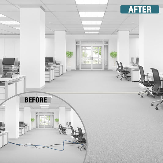 Floor Cord Cover, Cable Protector, 0.63W x 0.31H inches, Wire Cover for Extension Cords, Floor Cable Covers Prevent Cable Trips (Beige, 50-10 Feet)