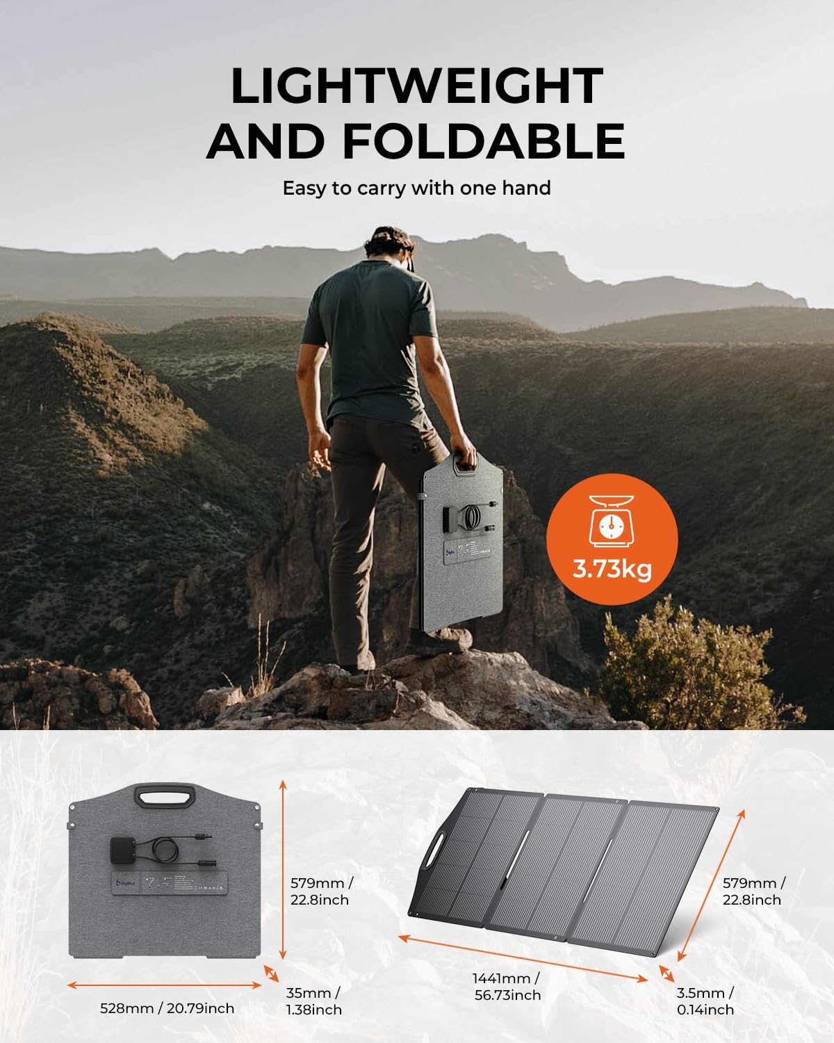 BigBlue SolarPowa 150 Foldable Solar Panel with Kickstands, IP68 Waterproof, 25% High Conversion Efficiency, N-Type Solar Cell, 150W Portable Solar Panel Charger for Camping, RV, Hurricane Blackout