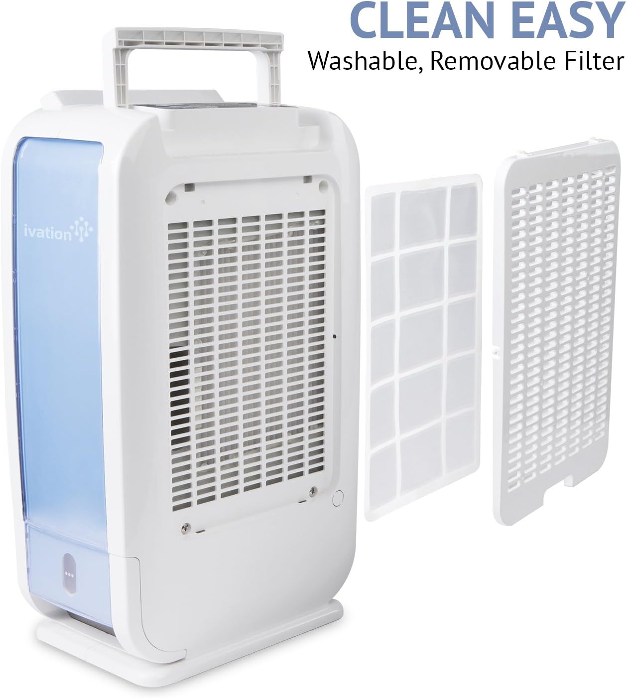 Ivation 13-Pint Small-Area Desiccant Dehumidifier Compact and Quiet - With Continuous Drain Hose for Smaller Spaces, Bathroom, Attic, Crawlspace and Closets - For Spaces Up To 270 Sq Ft, White