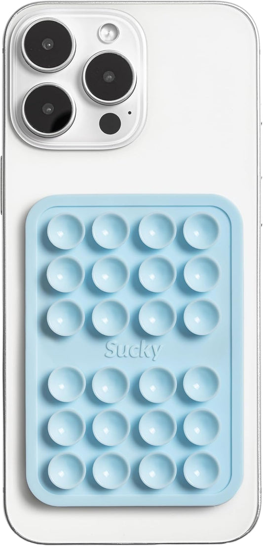 SUCKY Magnetic Suction Cell Phone Grip for MagSafe Case, Silicone Octo Cup Buddy Holder, Hands-Free Removable Mount, Durable Magnet Phone Accessory for iPhone and Android - Baby Blue