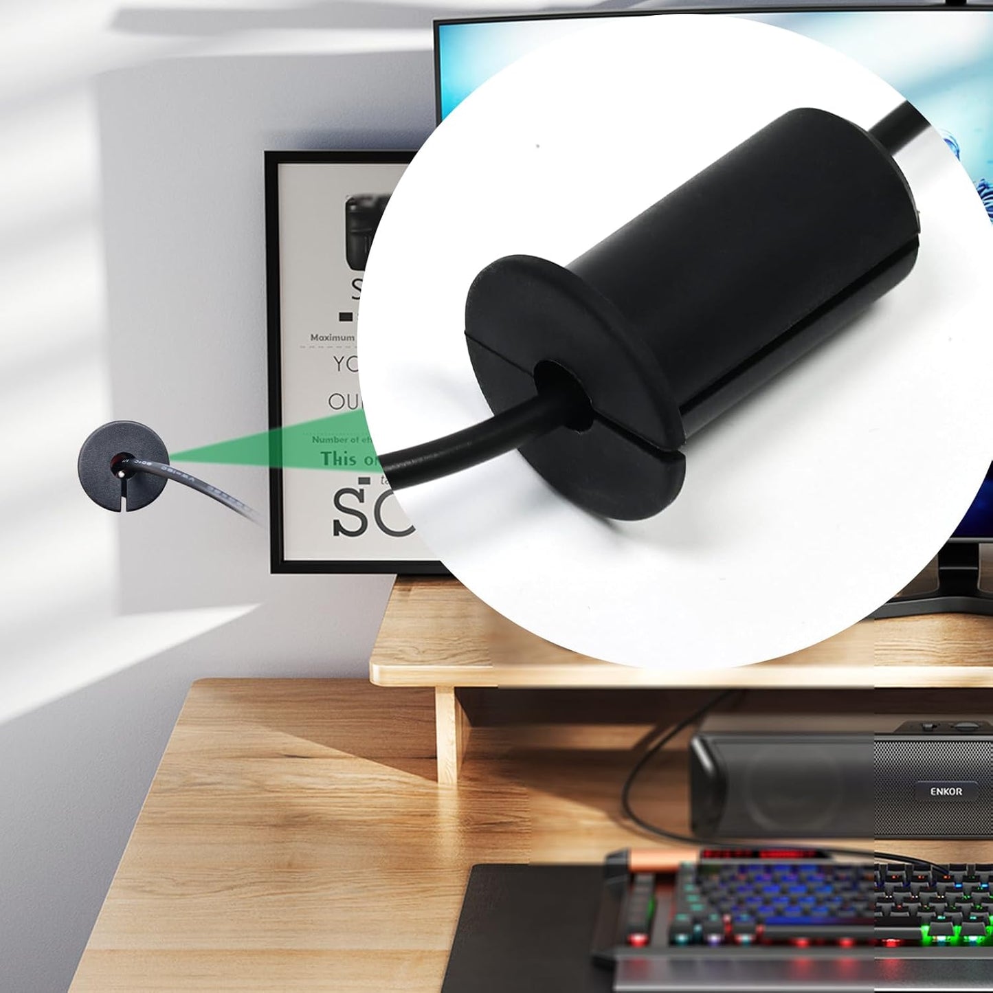 2pc Starlink Cable Grommet 1" Silicone Waterproof Wall Hole Pass Through Split Cable Bushings for TV Wire Ethernet Cord, Starlink Cable Routing Kit Accessories, 38mm/1.5" Ht, Grey