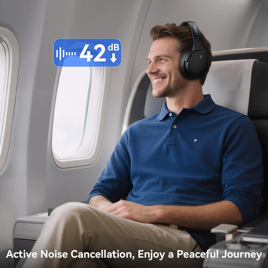 LEVN Hybrid Active Noise Cancelling Headphones, Wireless Headphones Bluetooth 5.4 with Transparent Mode, Hi-Res Audio, Deep Bass, 70H Playtime Over Ear Bluetooth Headset for Work/Travel/Home/Office