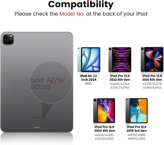 Nillkin for iPad Air 13 inch M2 2024 M3 2025 Keyboard Backlit Bumper Case for iPad Pro 12.9 (3rd, 4th, 5th and 6th gen) Detachable Keyboard with Built in trackpad, Stand,US English - Elite Black