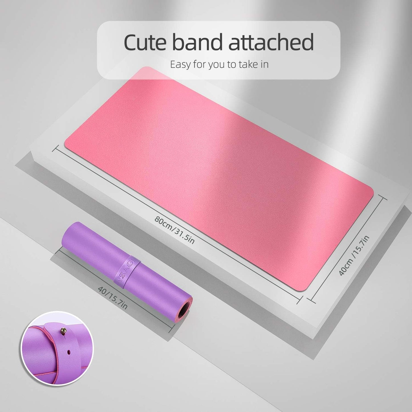 YSAGi Multifunctional Office Desk Pad, Ultra Thin Waterproof PU Leather Mouse Pad, Dual Use Desk Writing Mat for Office/Home (31.5" x 15.7", Aconite Violet+Eosine Pink)
