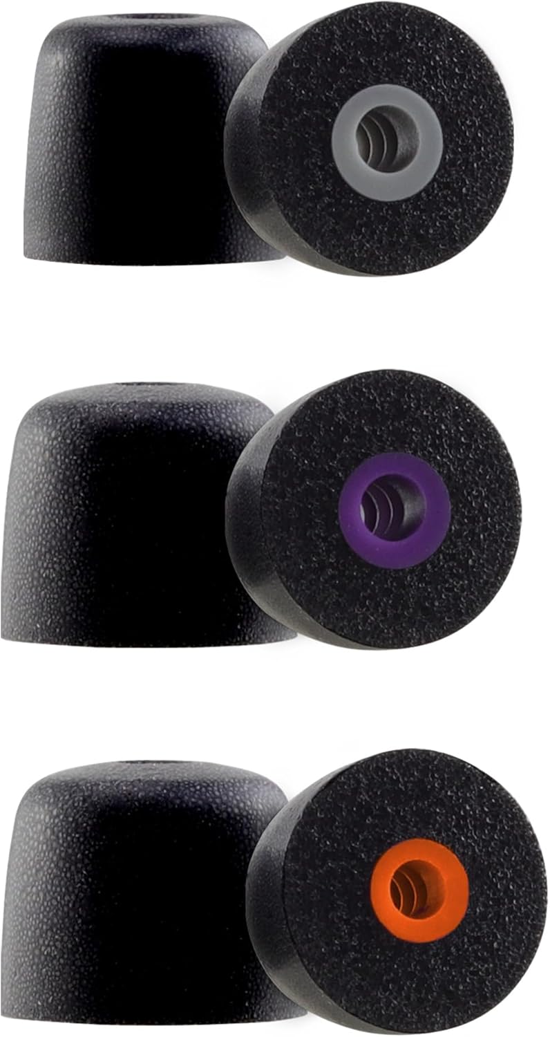 Replacement Memory Foam Ear Tips for Shure SE215 PRO SE215 SE112 SE315 SE425 SE535 SE846 Aonic4 Aonic5 Earphones, Ultimate Comfort, 3 Pairs (Black, SML)