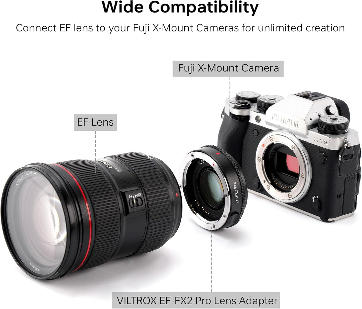 VILTROX EF-FX2 Pro Auto Focus Lens Adapter 0.71x Focal Reducer Speed Booster Adapter Compatible with Canon EF Mount Lens to Fuji X-Mount Camera X-T3 X-T2 X-T20 X-T10 X-T100 X-PRO 2 X-E3 X-A20