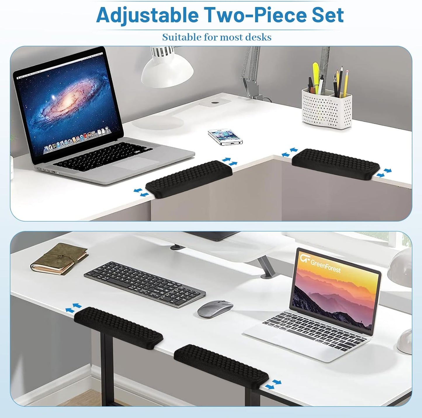 L-Shaped Desk Edge Cushion,2-Piece Keyboard Wrist Rest,Computer Ergonomic Elbow Pads for Long Hours of Work,Gaming,Studying