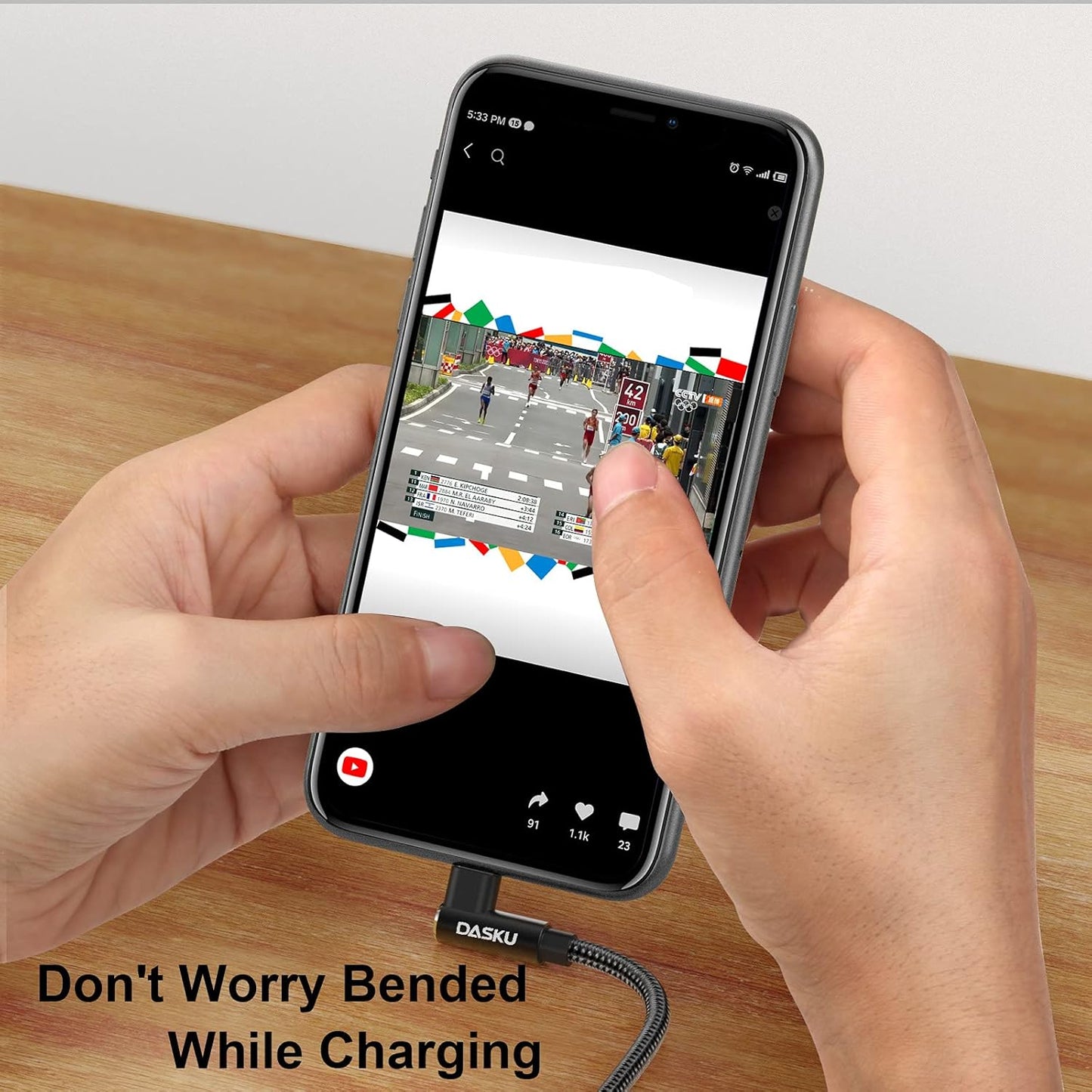 90 Degree iPhone Charging Cable 2Pack 10ft Right Angle Nylon Braided Lightning Charger Cord Compatible with iPhone 14 13 12 11 Pro Max XS XR X 8 7 6 5 Plus iPad(Black)