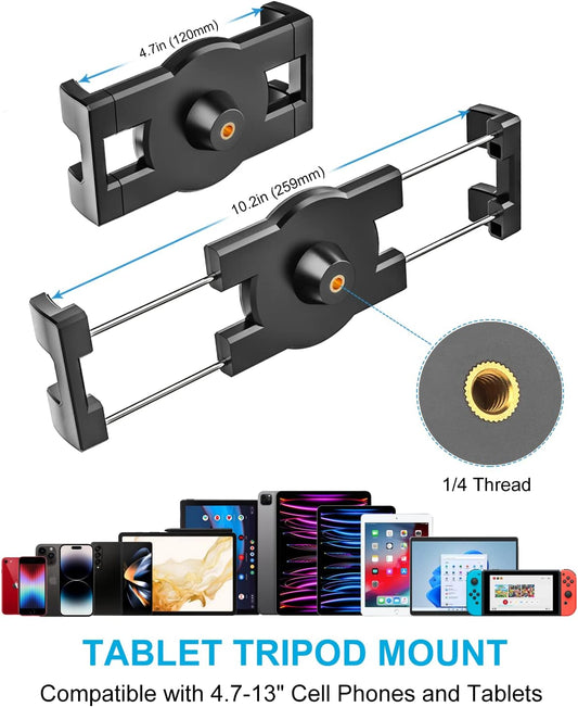 Tablet Holder for Desk Clamp 360° Phone iPad Mount, 35" Adjustable Arm Tablet Stand for Bed, Aluminum Flexible Webcam Camera Clip for iPad Pro 12.9 Air Mini, Tabs, Switch, iphone, 4.7-13" Device/Gopro