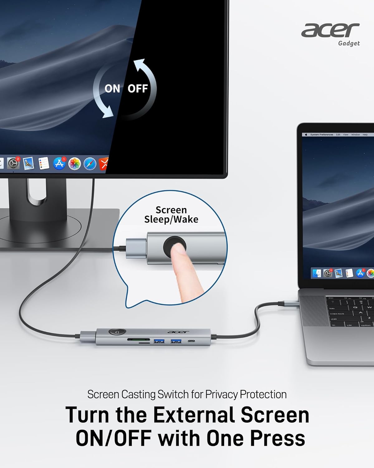 Acer USB C to HDMI Multiport Adapter, 7 in 1 USB-C Hub with HDMI 4K@60Hz, 100W PD, 2 USB-A 3.1 and 1 USB C 3.1 with 5Gbps, SD Card Reader, Type C Dongle for MacBook Pro/air, iPad, iPhone 16/15, Grey