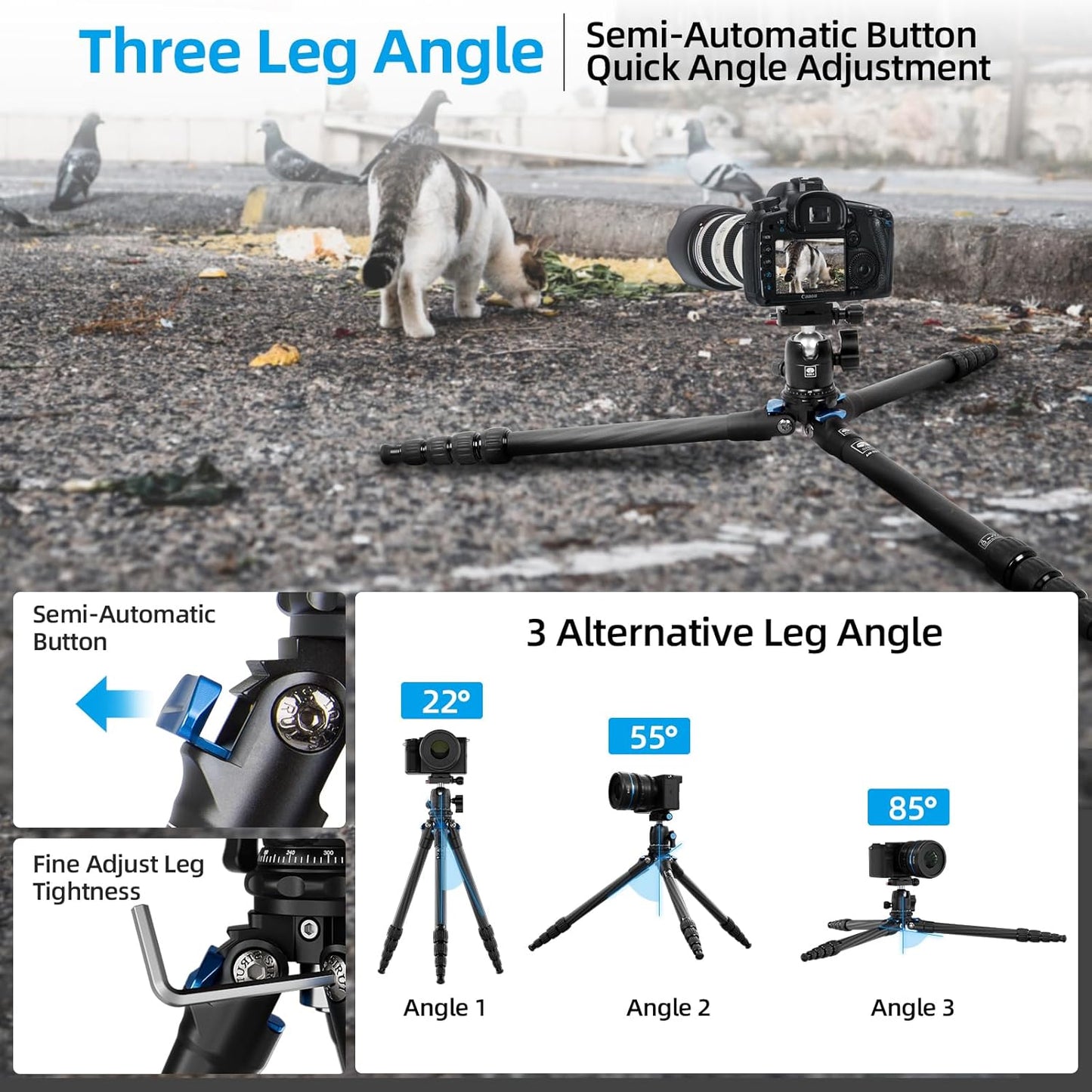 SIRUI Carbon Fiber Travel Tripod - Lightweight Only 0.93kg,Compact Tripod with 360° Panorama Ball Head Quick Release Plate, Max Height 50.2", Max Load 6kg for Camera, DSLR